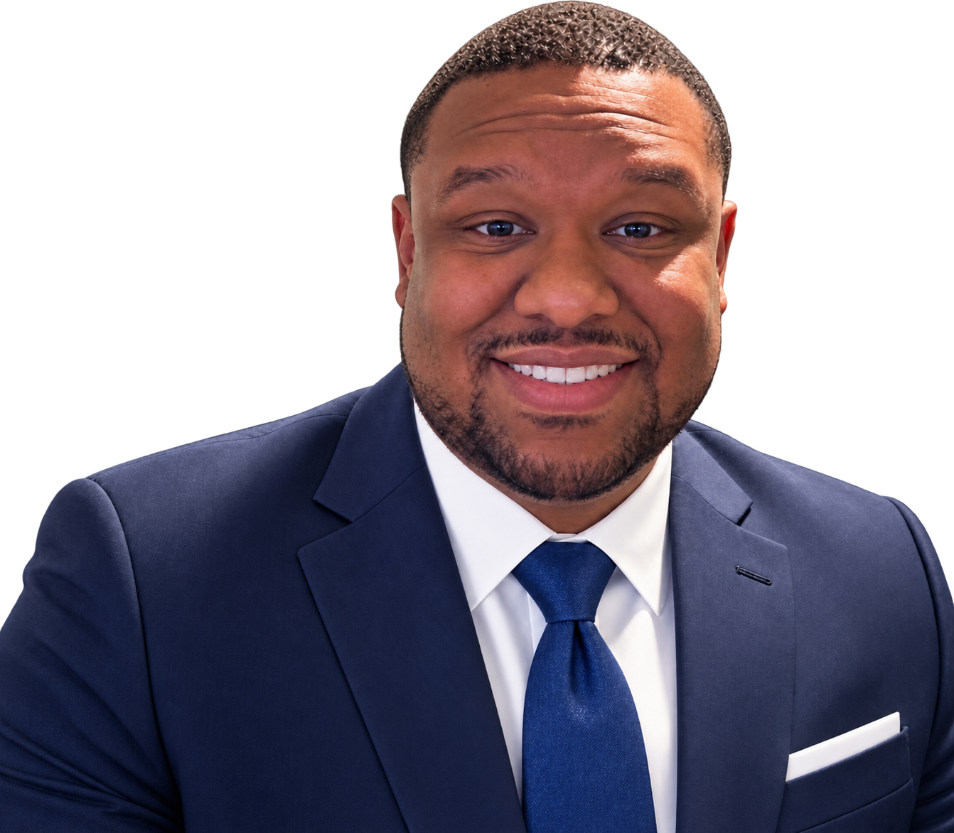 Marvin Wellington in a navy suit
